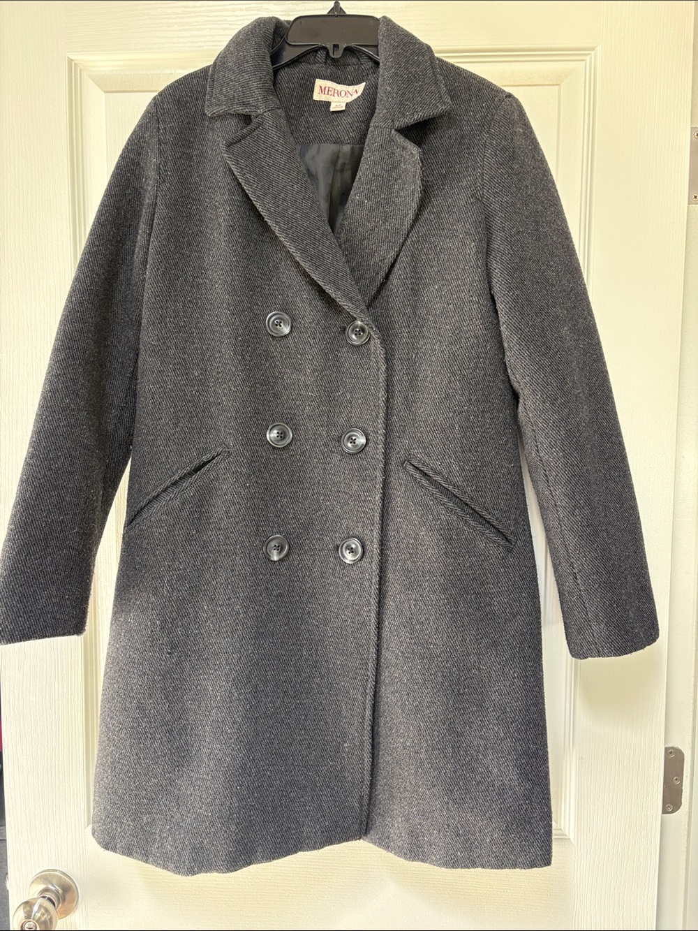 Merona Women's Charcoal Gray Double-Breasted Pea Coat
